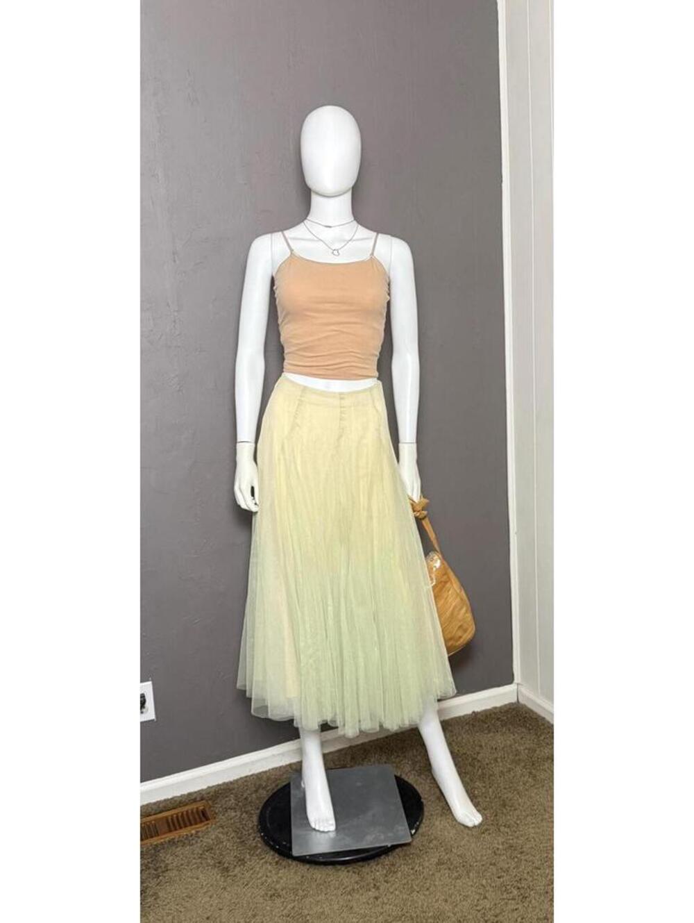 Y2K Tulle Fairy Skirt Pastel Pistachio Green Carrie Bradshaw Style size Small